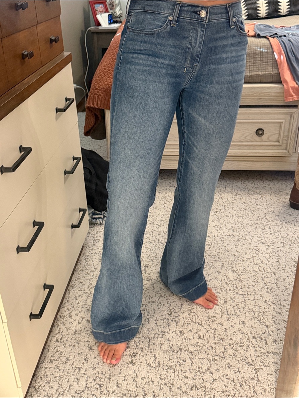 7 For All Mankind Medium Blue Wide-Leg Jeans